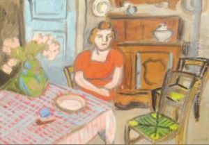 Femme En Rouge Assise by Auguste Chabaud