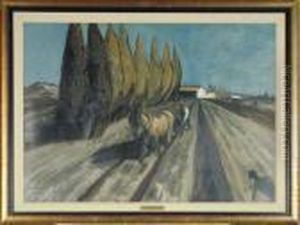 Laboureur Pres Des Cypres (provence) by Auguste Chabaud