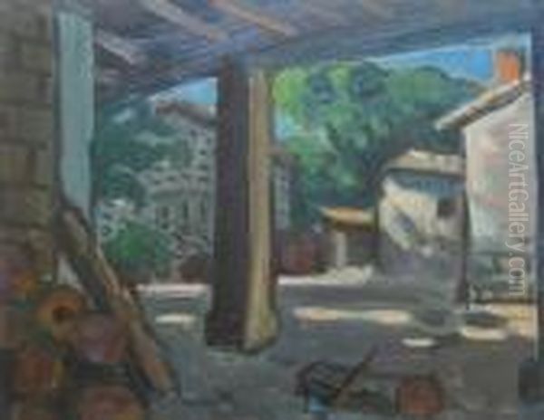 Coin De Hangar Et Cour De Ferme, Vers 1925 - view 1