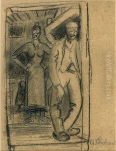 Personnages Pres De La Cheminee