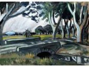 Paysage Au Pont. by Auguste Chabaud
