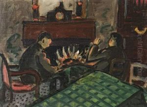 Personnages Pres De La Cheminee. by Auguste Chabaud