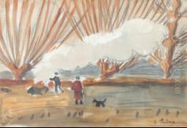 Feu De Bois Pres Des Saules - view 1