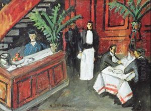 Femme En Bleu Au Comptoir