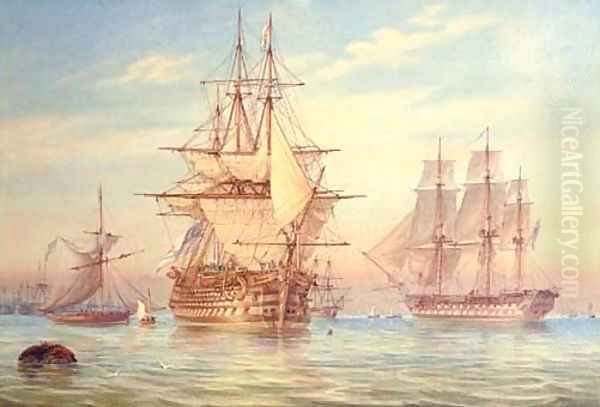 A Man o'War and other shipping - view 1
