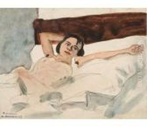 Jeune Femme Couchee. Periode Fauve. by Auguste Chabaud