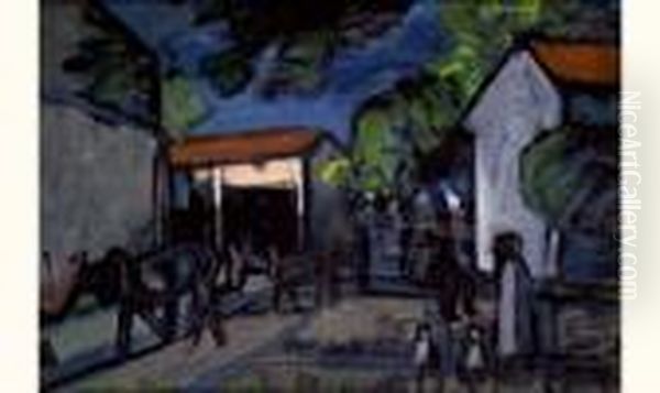 Cour De Ferme, Le Soir Circa 1925 - view 1