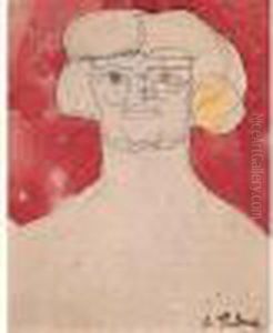 Tete De Femme Sur Fond Rouge, 1907 (periode Parisienne) by Auguste Chabaud