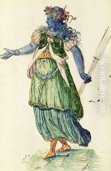 Costume design for the Torchbearer of Oceania from The Masque of Blackness - view 1