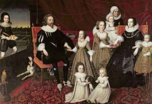 Sir Thomas Lucy 1532-1600 and Lady Alice Spencer d 1648 with Seven of their Thirteen Children