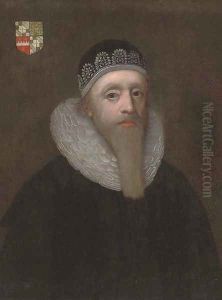 Portrait of a gentleman, half-length, in a black robe and white ruff by Johnson, Cornelius I