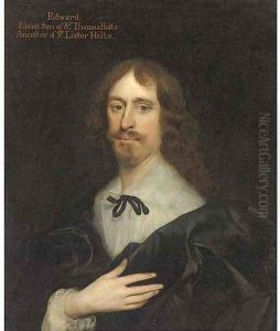 Portrait of Edward Holte Esq., half-length, wearing a black coat, white shirt and black tie, his right hand on his chest