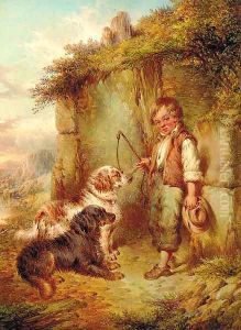 A young boy with two setters by Paul Jones