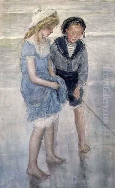 Children paddling at Scheveningen - view 1