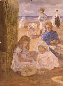 Beach scene by Johan Antonio de Jonge