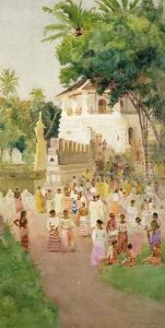 Crowds at a Monument in India by T. Hampson Jones