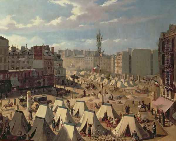 Encampment of troops on the Boulevard du Temple - view 1