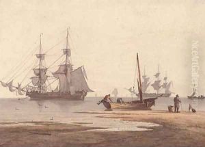 Merchantmen drying their sails offshore