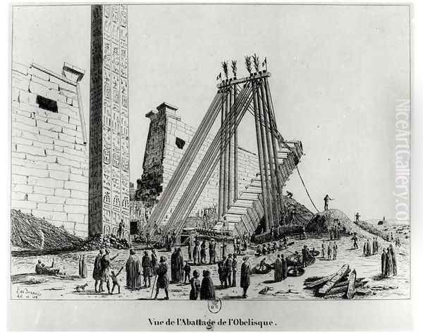 Pulling down the obelisk from Luxor Temple - view 1