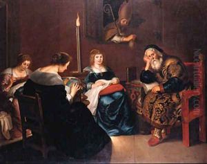 Saint Nicholas visiting the house of a poor nobleman, father of three daughters by Jacob Jordaens