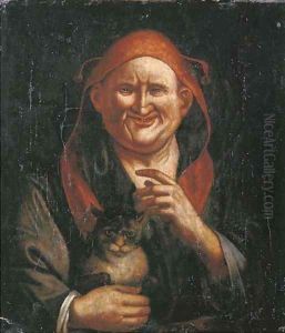 A Jester holding a cat by Jacob Jordaens