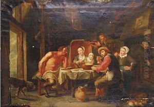 A satyr and peasants feasting