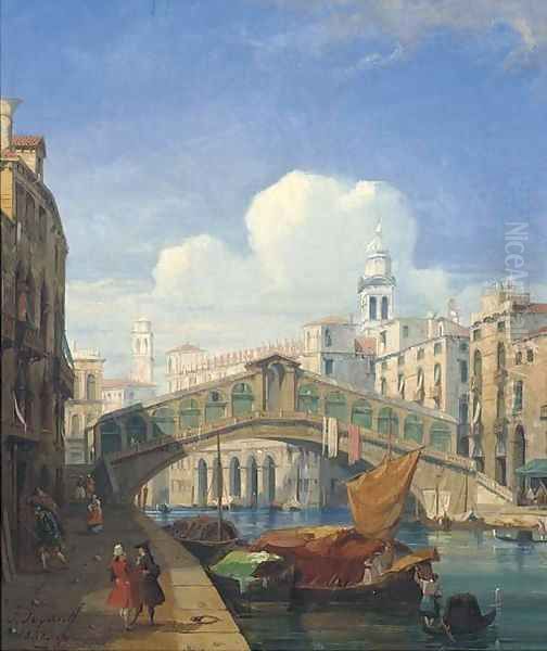 Figures before the Rialto bridge, Venice - view 1