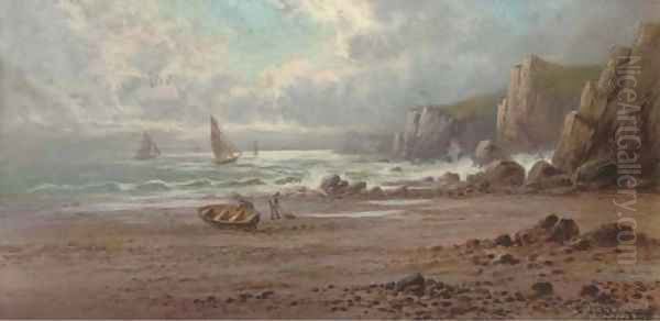 Fisherfolk on a beach - view 1