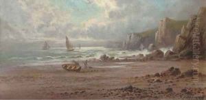Fisherfolk on a beach by Sidney Yates Johnson