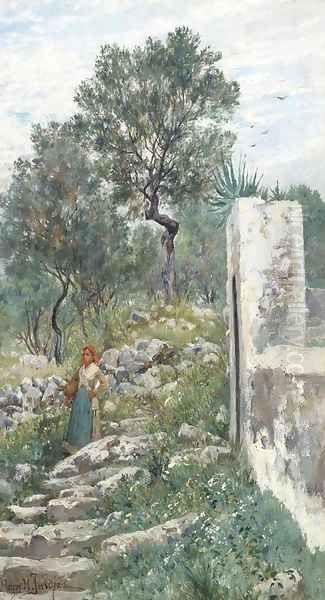 A steep descent from the olive groves - view 1