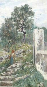 A steep descent from the olive groves by Holger Hvitfeldt Jerichau