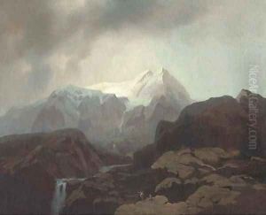 A mountainous landscape, possibly Canada by Otto Reinhard Jacobi