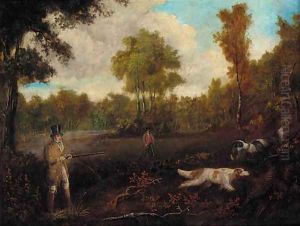 Two gentlemen shooting with their dogs by Samuel John Egbert Jones