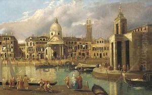 A capriccio of a Venetian canal