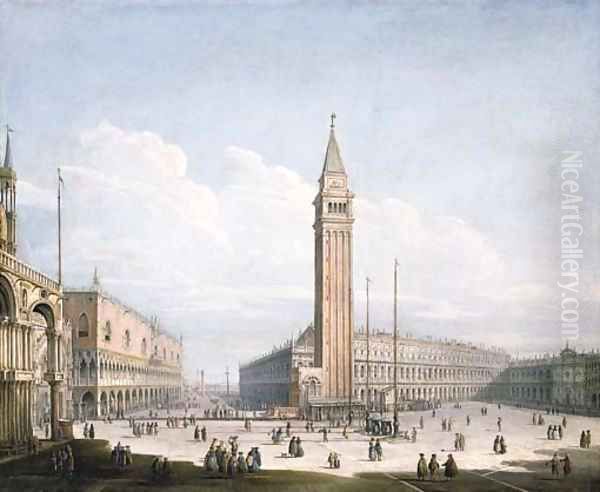 The Piazza San Marco and the Piazzetta, Venice, looking south-west from the Torre dell'Orologio, with St. Mark's Cathedral, the Doge's Palace - view 1