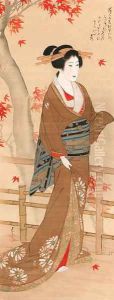 Beauty and maple tree by Mihata Joryu