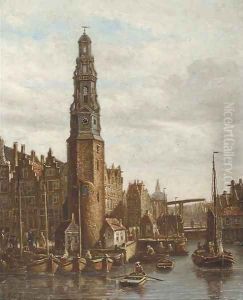 Daily activities around the Haringpakkerstoren by Oene Romkes De Jongh