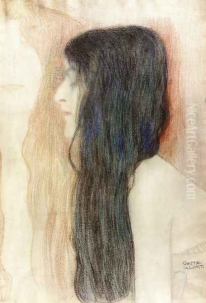 Girl with Long Hair, with a sketch for 'Nude Veritas" - view 1