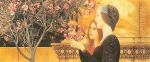 Two Girls with Oleander by Gustav Klimt