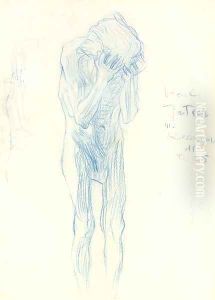 Akt eines Greises mit vorgehaltenen Handen (Study for Philosophie) by Gustav Klimt