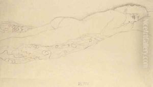 Auf dem Bauch liegender Akt nach rechts by Gustav Klimt