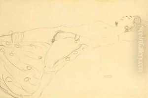 Liegender Akt nach rechts 2 by Gustav Klimt