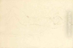 Liegender Akt mit verschrankten Unterarmen by Gustav Klimt
