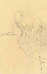 Aufgestuttzt sitzend by Gustav Klimt