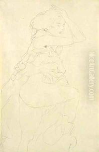 Halbakt nach rechts by Gustav Klimt