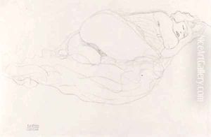 Liegender Halbakt nach rechts 3 by Gustav Klimt