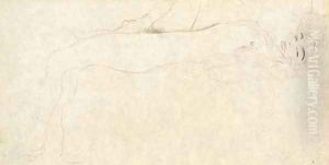 Liegender Halbakt nach rechts by Gustav Klimt