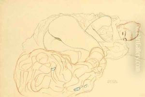Liegender Halbakt nach rechts 2 by Gustav Klimt