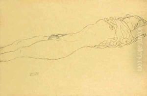 Liegender Halbakt nach rechts 5 by Gustav Klimt