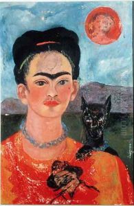 Self Portrait with Itxcuintli Dog and Sun